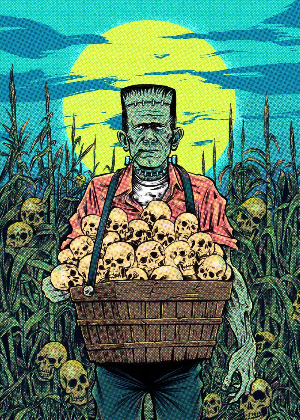 Illustration series for Halloween apparel, created for seasonal wearable designs.